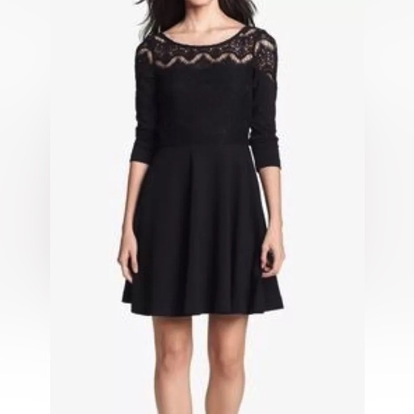 218.00 NWT LILLY PULITZER REMMY ELAGANT LACE OVERLAY PONTE DRESS BLACK - Picture 3 of 5